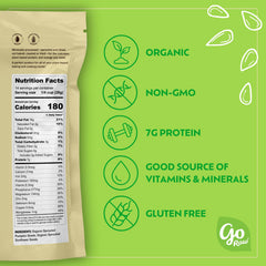 Go Raw bag closeup highlights sprouted seeds and non-GMO quality.