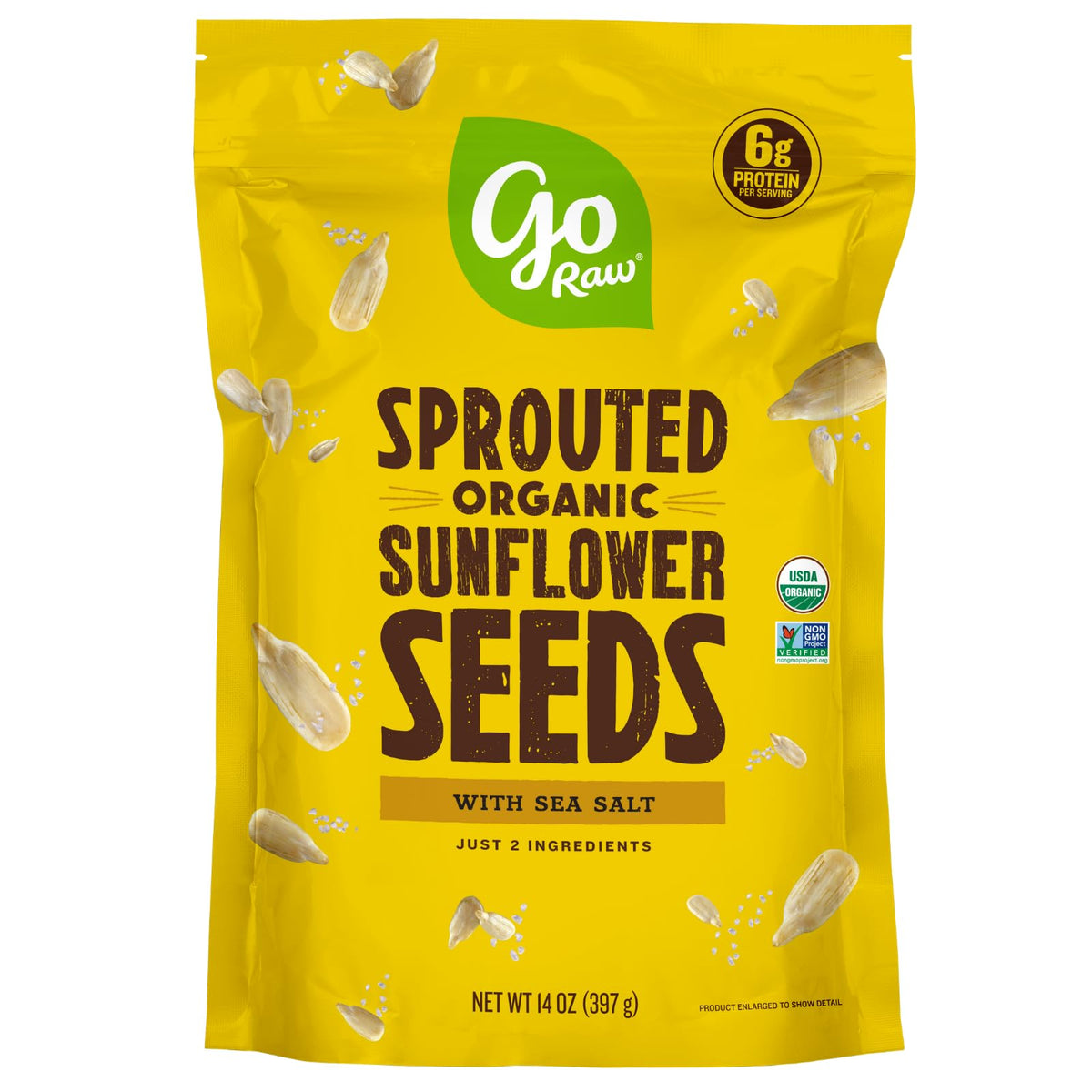 Go Raw Sprouted Sunflower Seeds in sea salted bag for snacking