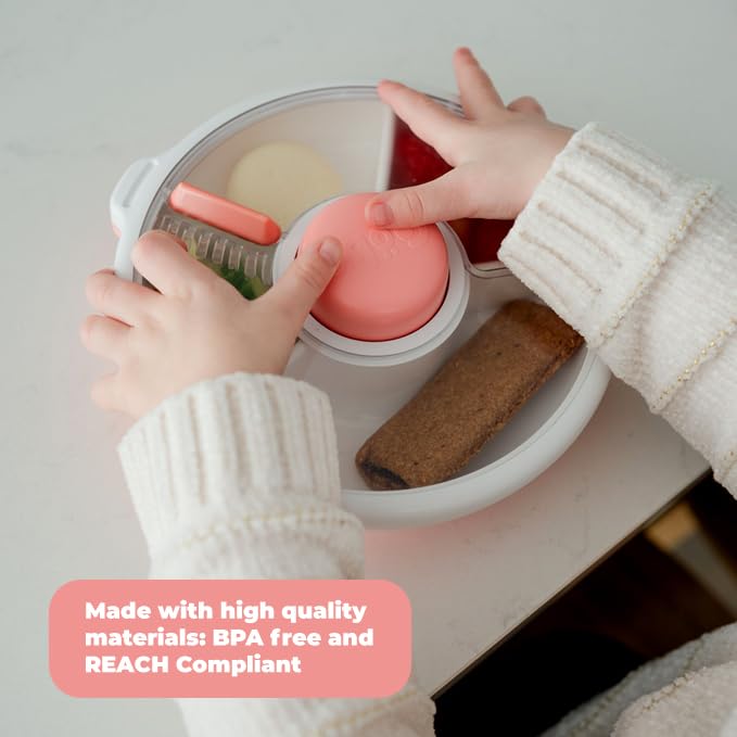 GoBe Kids Snack Spinner with hand strap for easy carrying during outings.