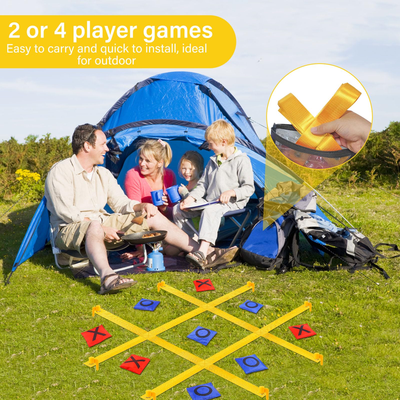 GoBene giant tic tac toe beanbags dual-sided for clear X or O display.