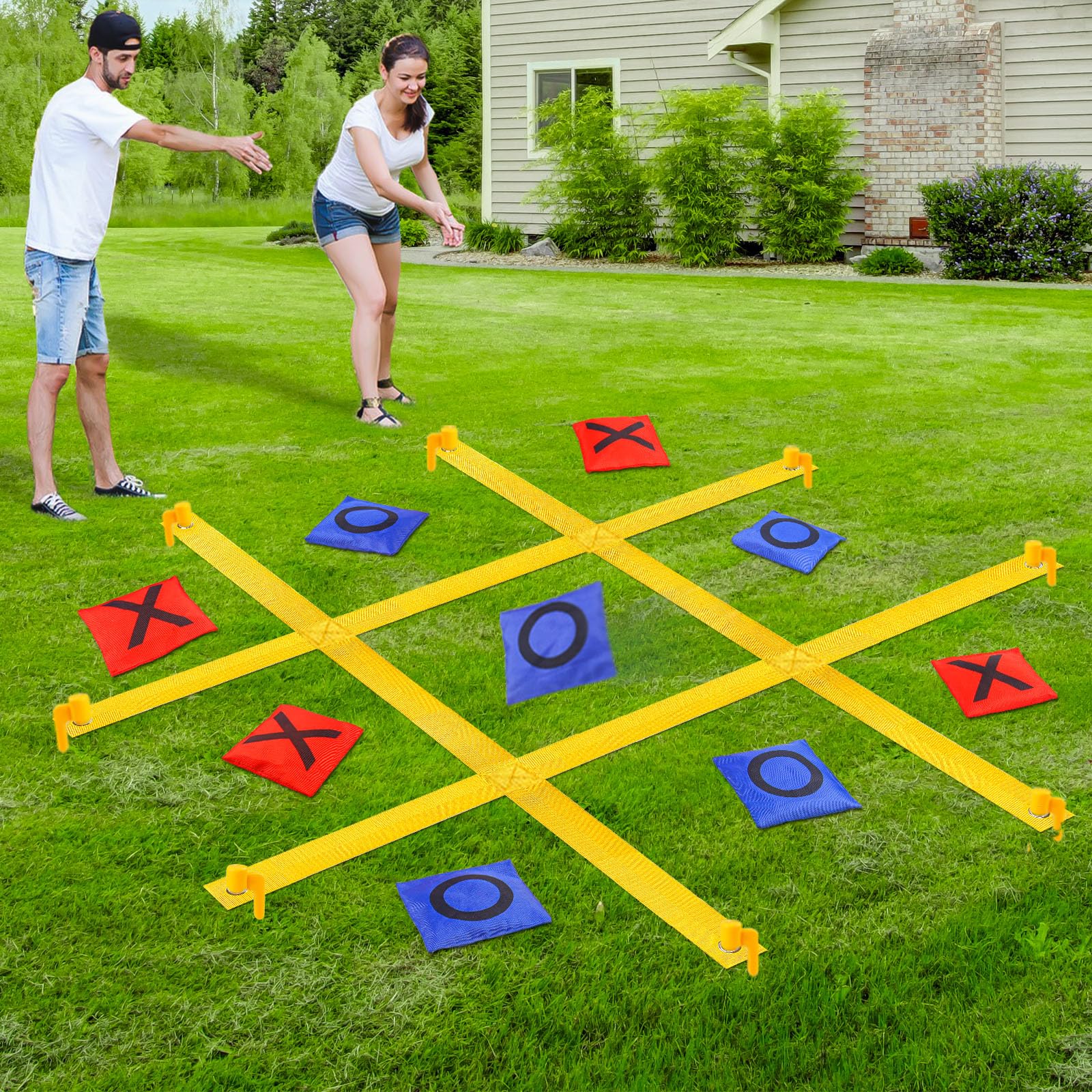 GoBene Giant Tic Tac Toe board on lawn for backyard play and friendly competition.