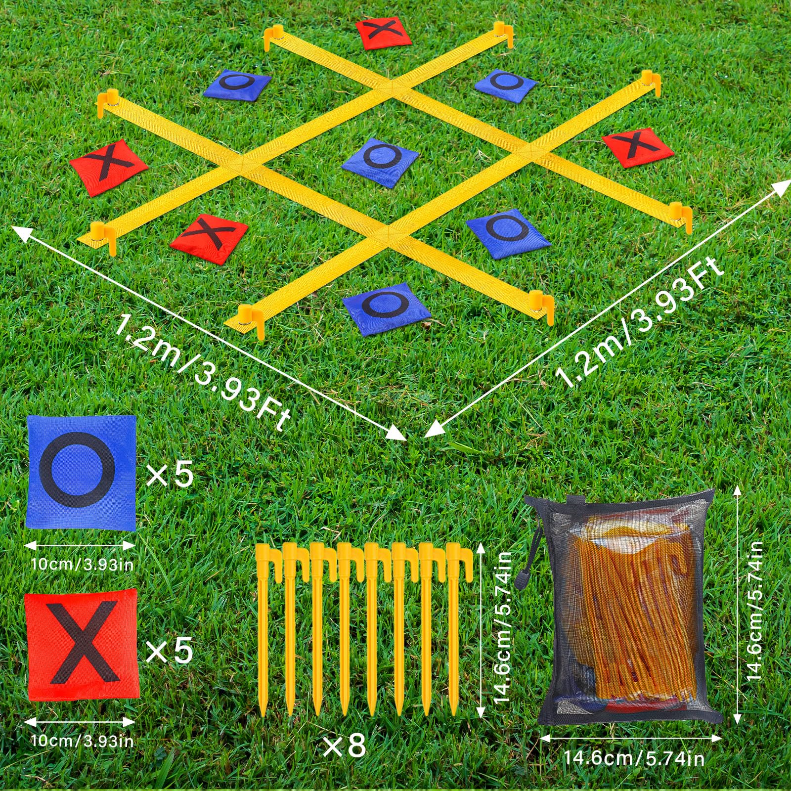 GoBene giant tic tac toe ground stakes secure the game for steady lawn play.