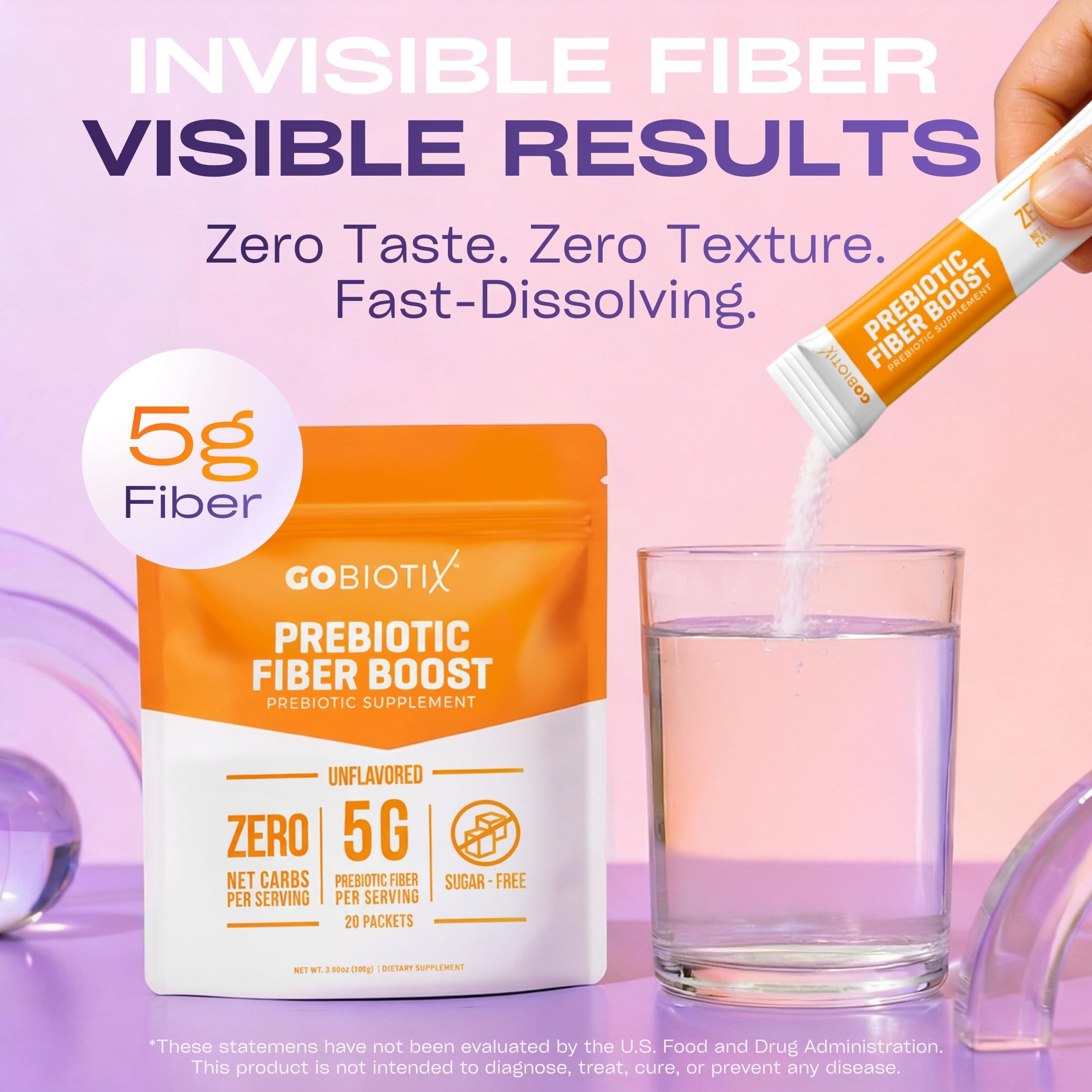 GoBiotix fiber powder dissolving in water demonstrates smooth mixing with no clumps