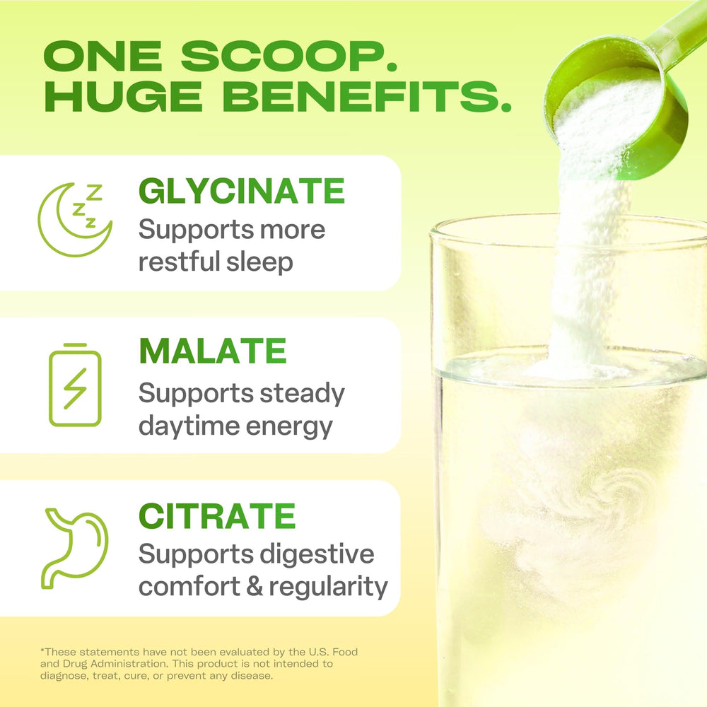 GOBIOTIX magnesium glycinate powder in peach tea glass