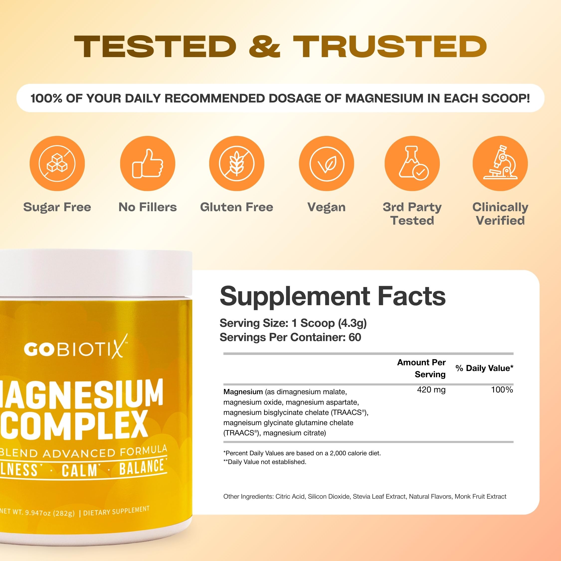 GoBiotix non-GMO formula label highlights clean ingredients.