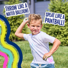 Goblies in action during backyard throw with vibrant splats and dynamic fun.