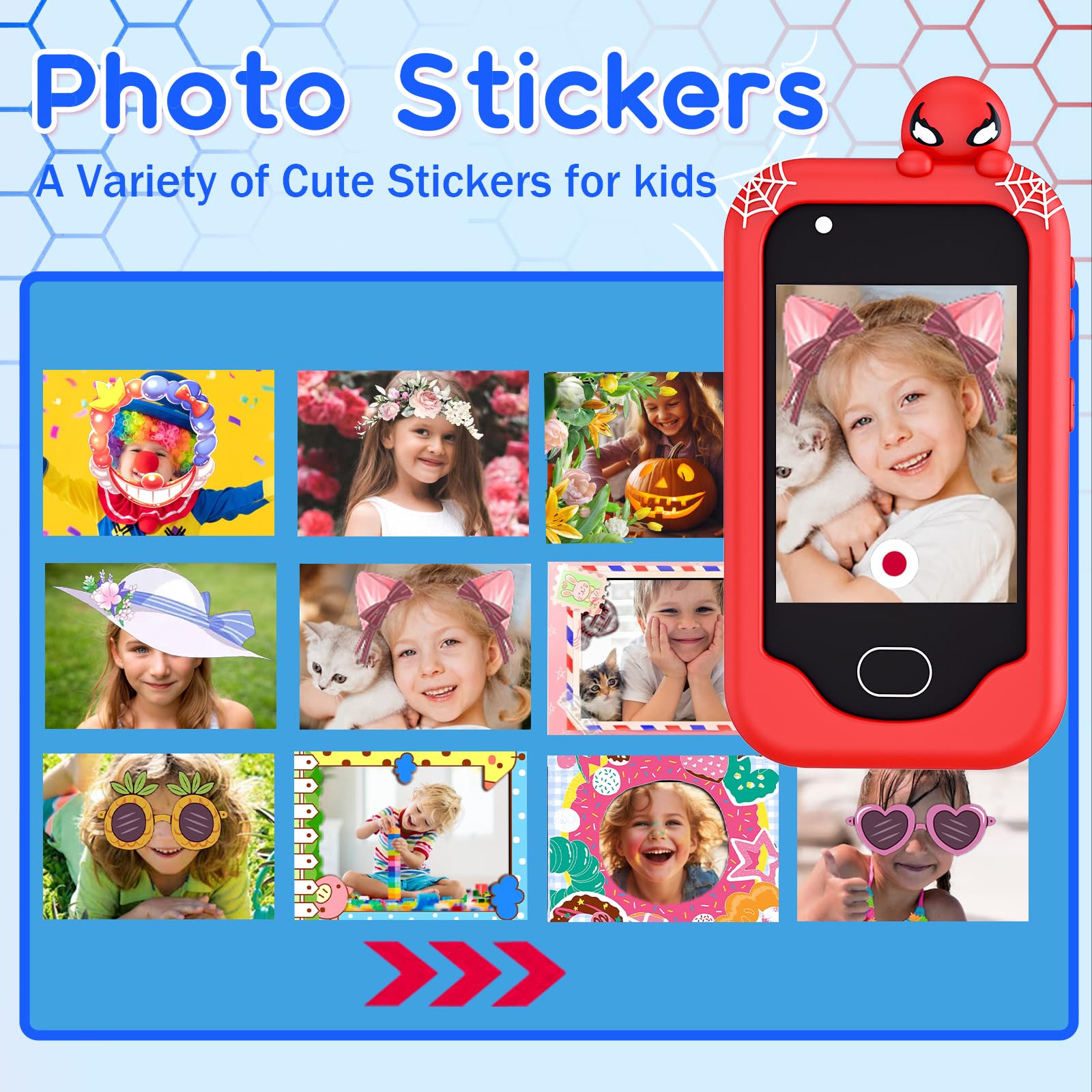 Gocina Kids Smart Phone cartoon frames offer imaginative photo options