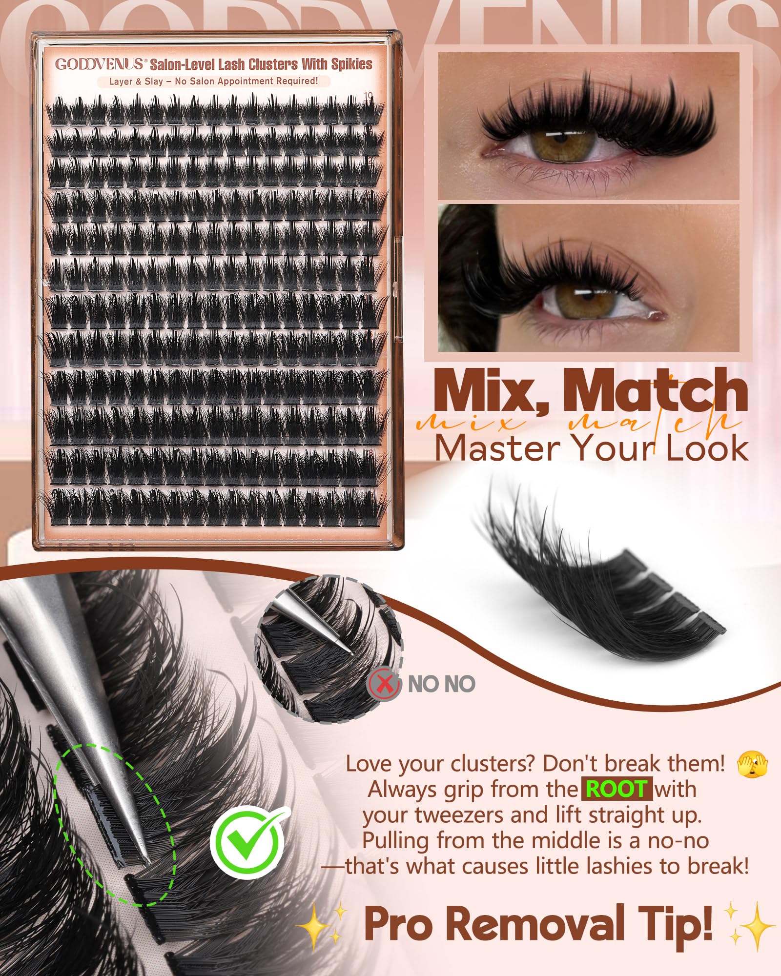 Goddvenus 10-18mm cluster collection for varied lash looks