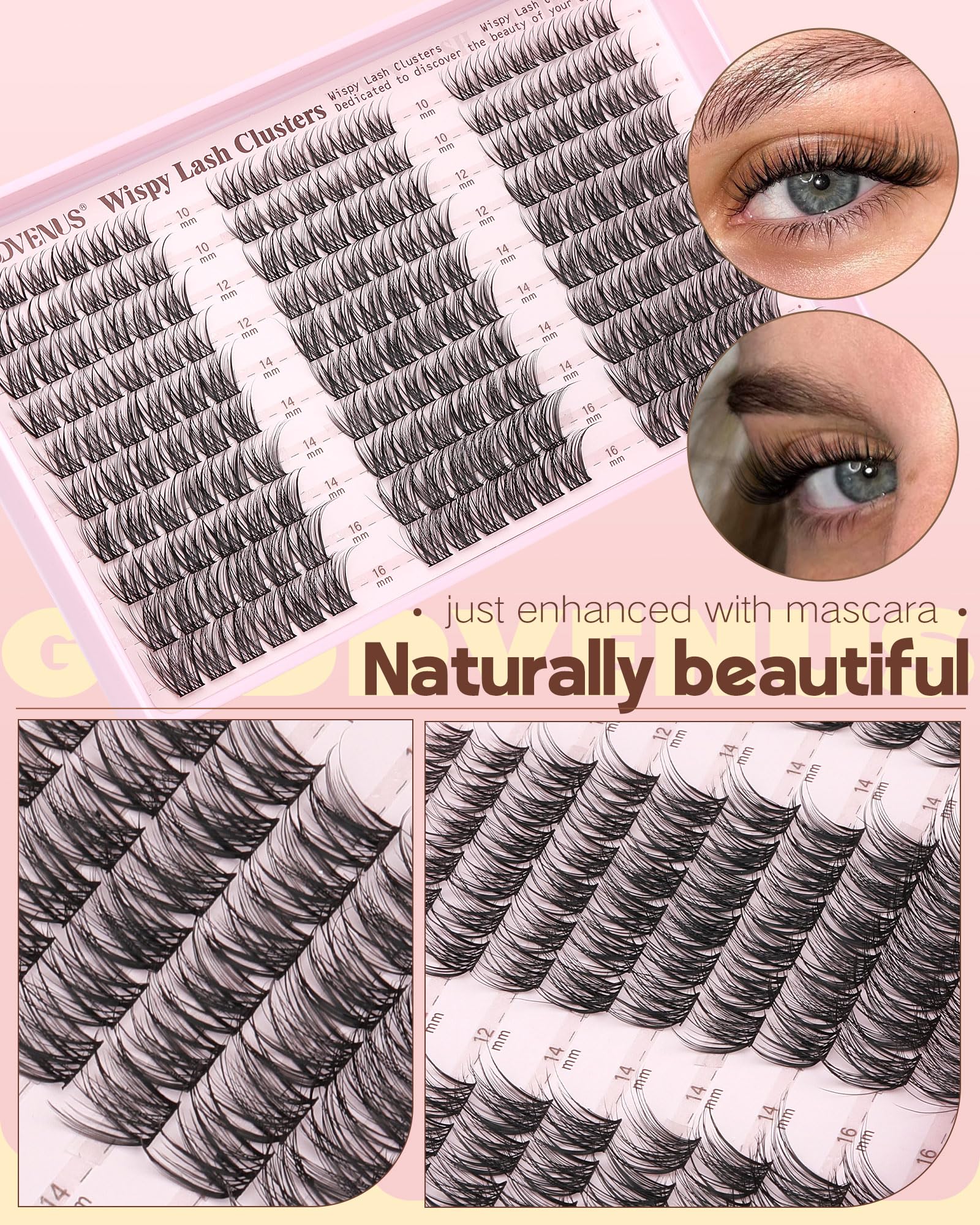 Goddvenus ultra-long 16mm clusters—dramatic but still lightweight and comfy.