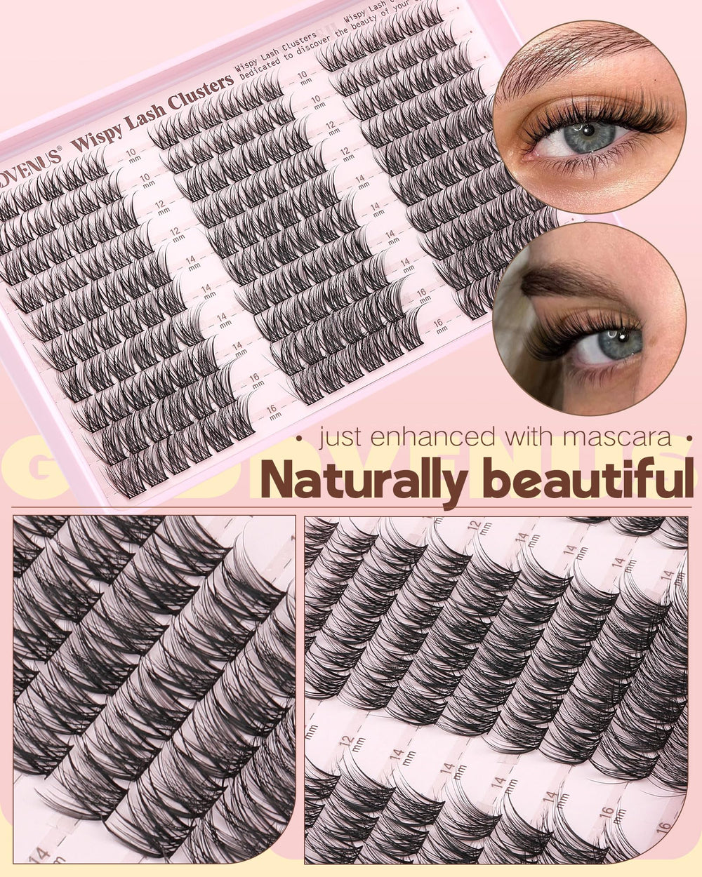 Goddvenus ultra-long 16mm clusters—dramatic but still lightweight and comfy.