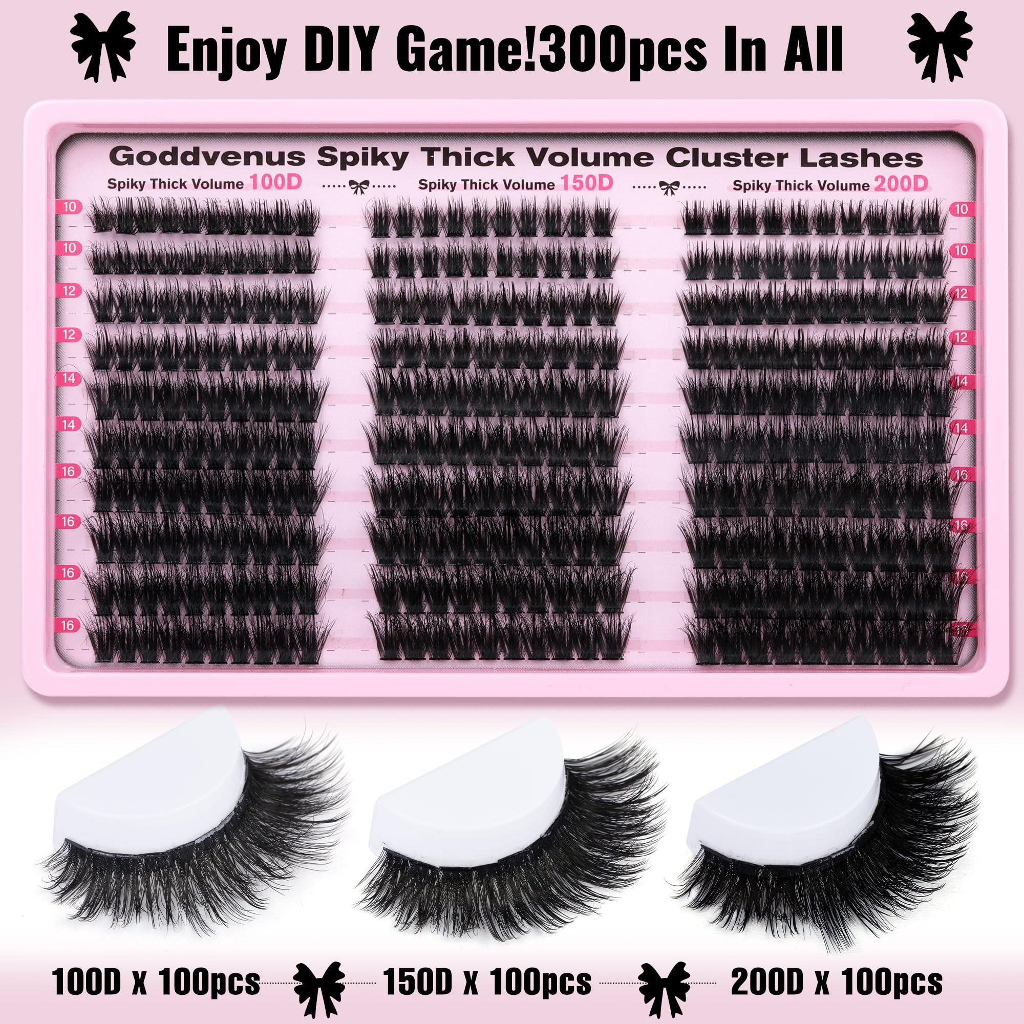 Goddvenus 300pcs mixed lash clusters 10-16mm for DIY ultra fluffy volume.