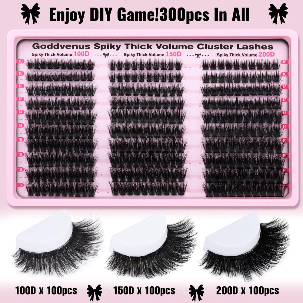 Goddvenus 300pcs mixed lash clusters 10-16mm for DIY ultra fluffy volume.