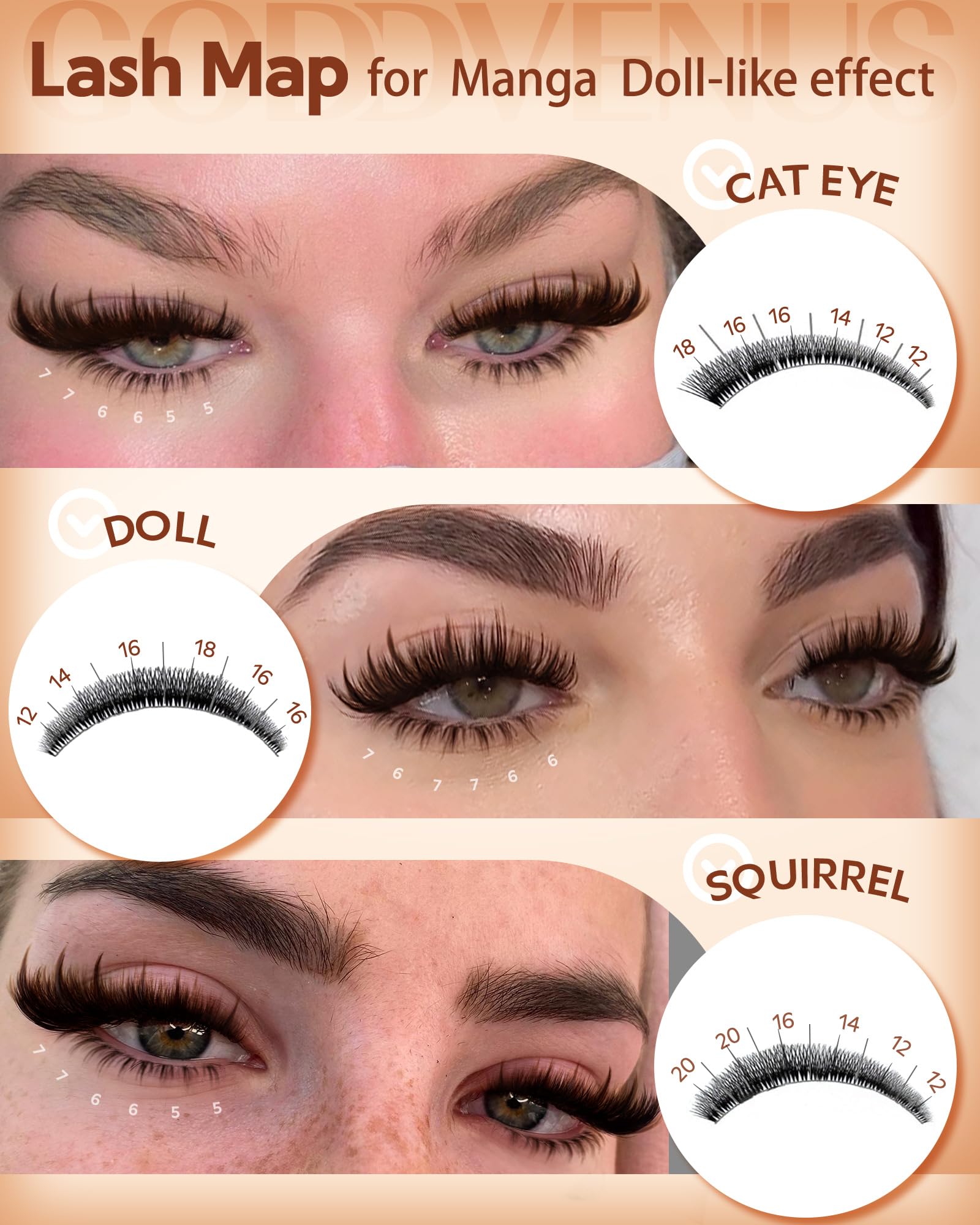 Goddvenus 5-6mm bottom lash clusters balance upper lashes for fuller contrast.