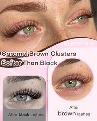 Goddvenus brown lash clusters kit shows varied lengths for customized looks