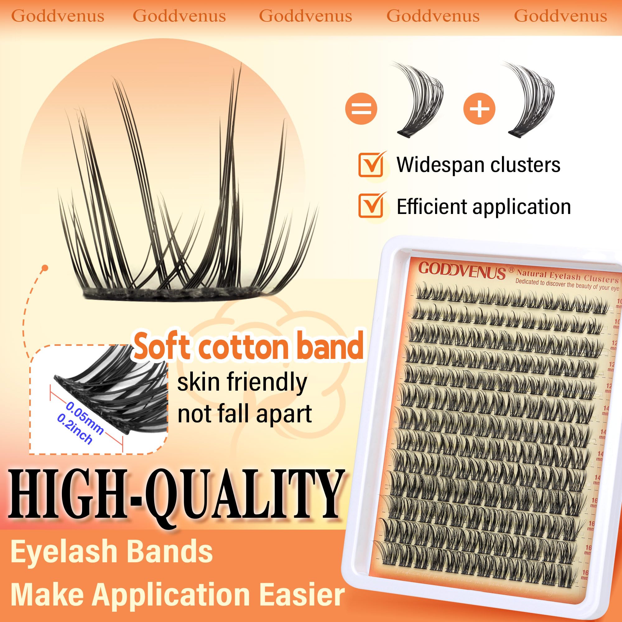 Goddvenus cruelty-free lash clusters with easy adhesive.