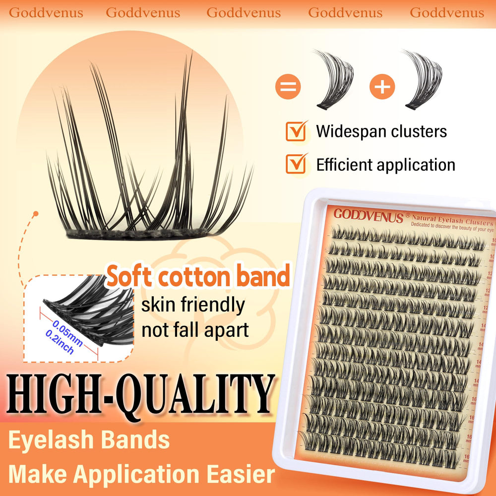 Goddvenus cruelty-free lash clusters with easy adhesive.