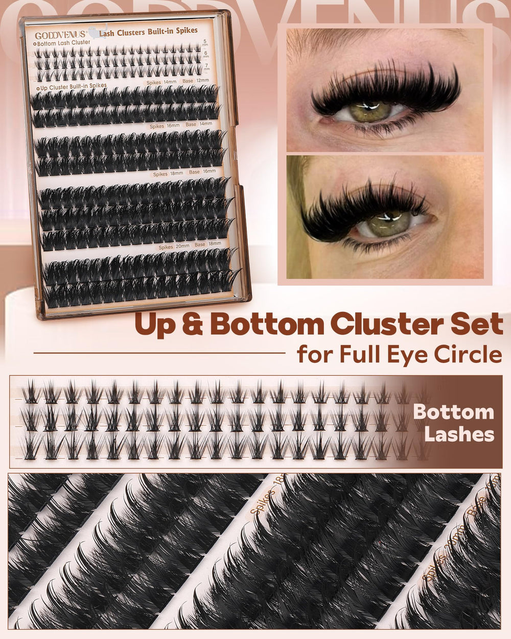 Goddvenus cruelty-free reusable faux mink lash clusters for daily wear.