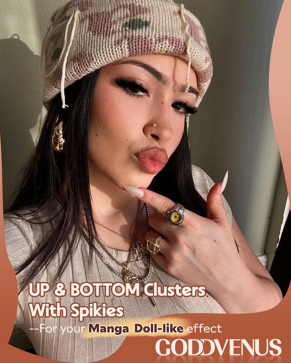Goddvenus D-curve manga lashes 12-18mm for versatile length options.