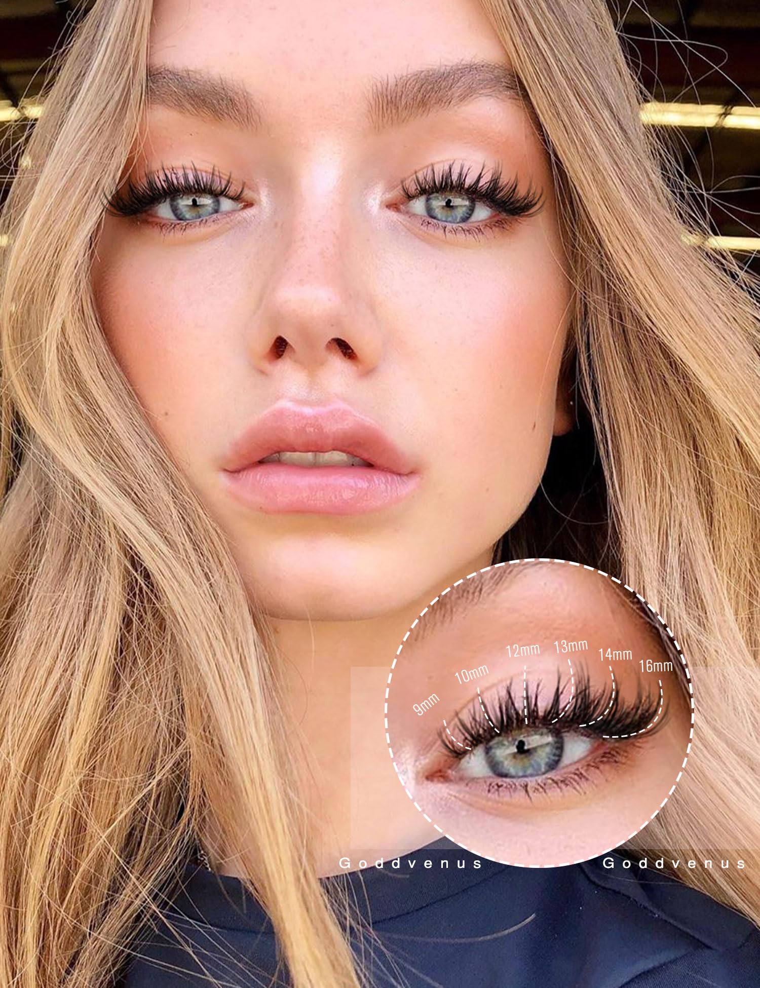 Goddvenus lash clusters in D Curl create a seamless, wispy daily look.