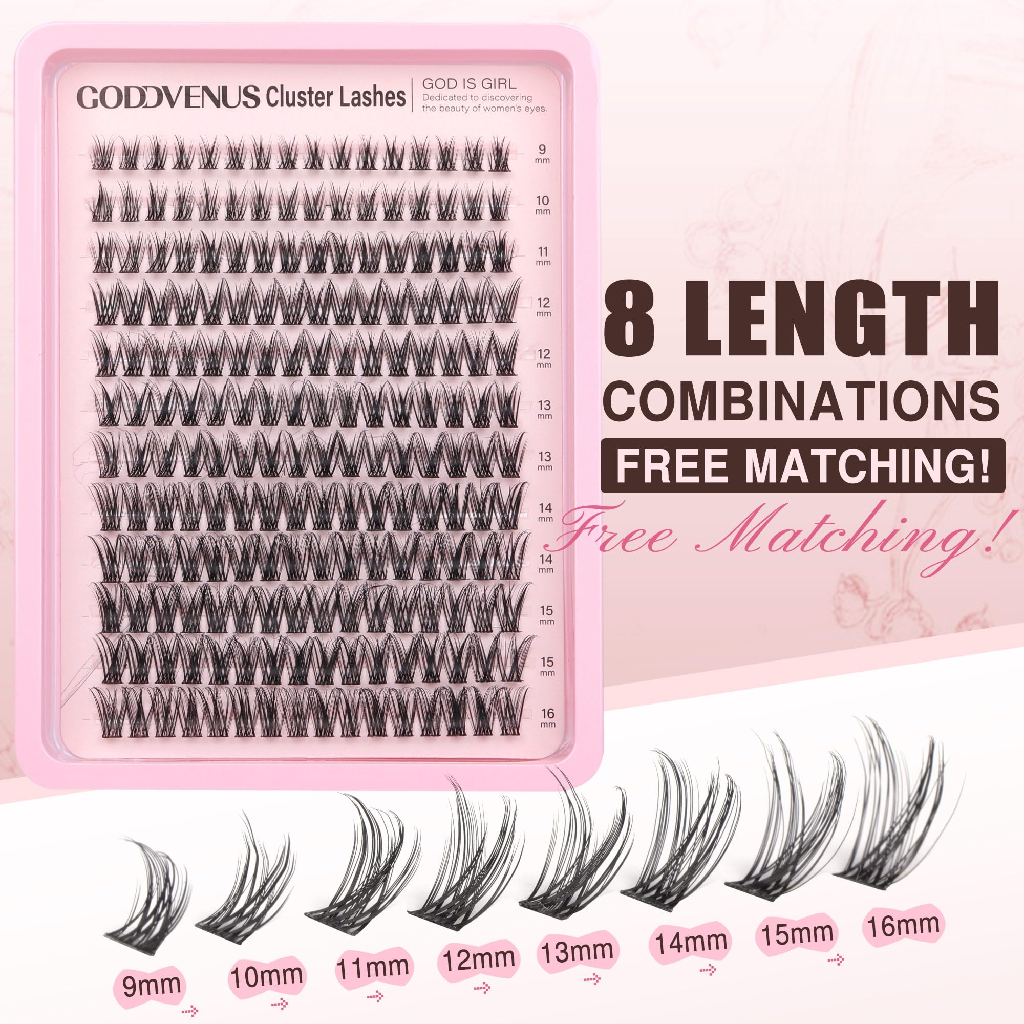Goddvenus DIY lash clusters enable easy at-home application for a professional feel.