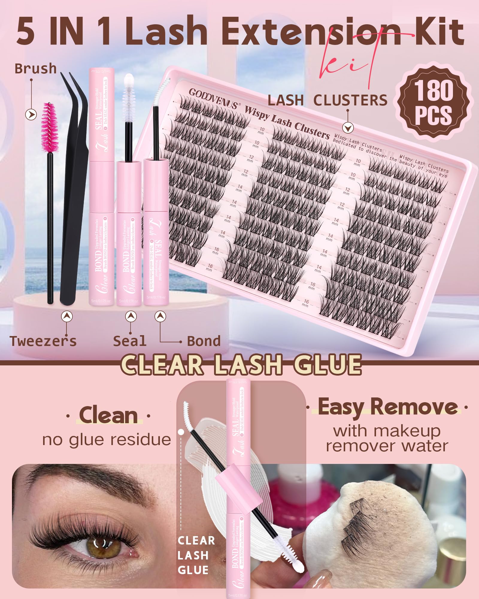 Goddvenus doll-eye lengths 12-14mm—customizable volume for day to night looks.