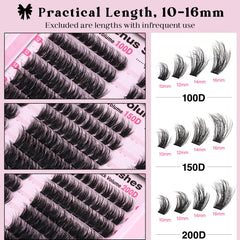Goddvenus fluffy lash clusters 200D 14mm deliver bold, voluminous lashes with comfortable wear.