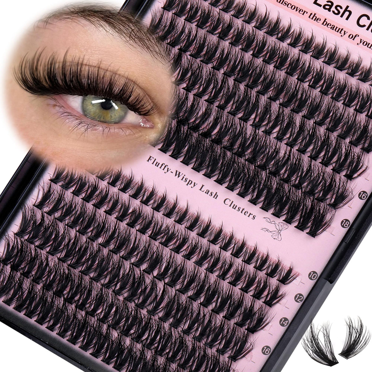 Goddvenus Lash Clusters wispy bundle enhances natural eyes with subtle volume.