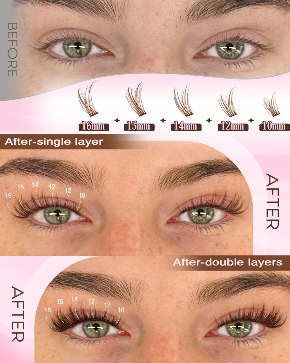 Light brown clusters blend with fair hair for a soft glam look