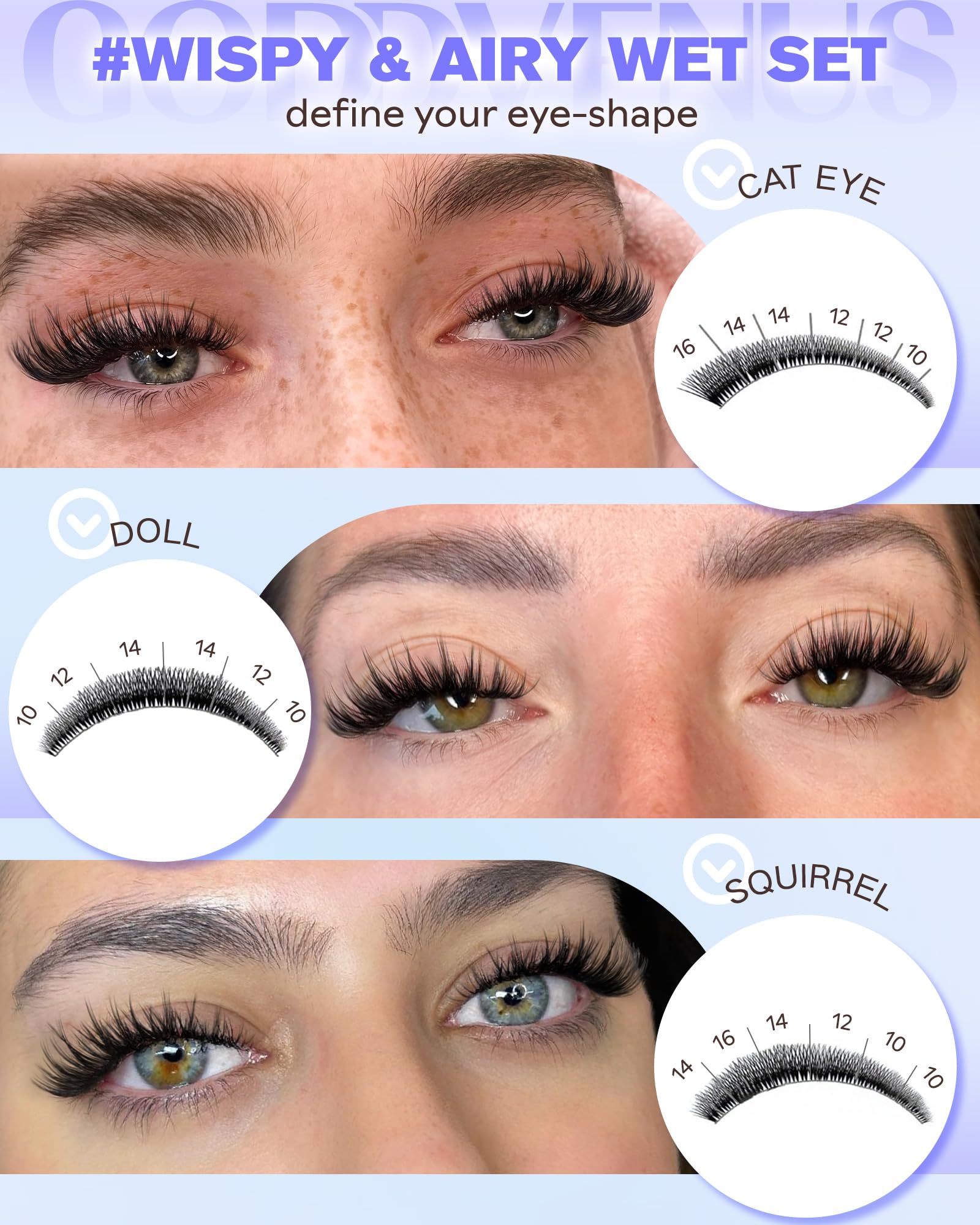 Goddvenus lightweight lashes are comfy for all-day wear.