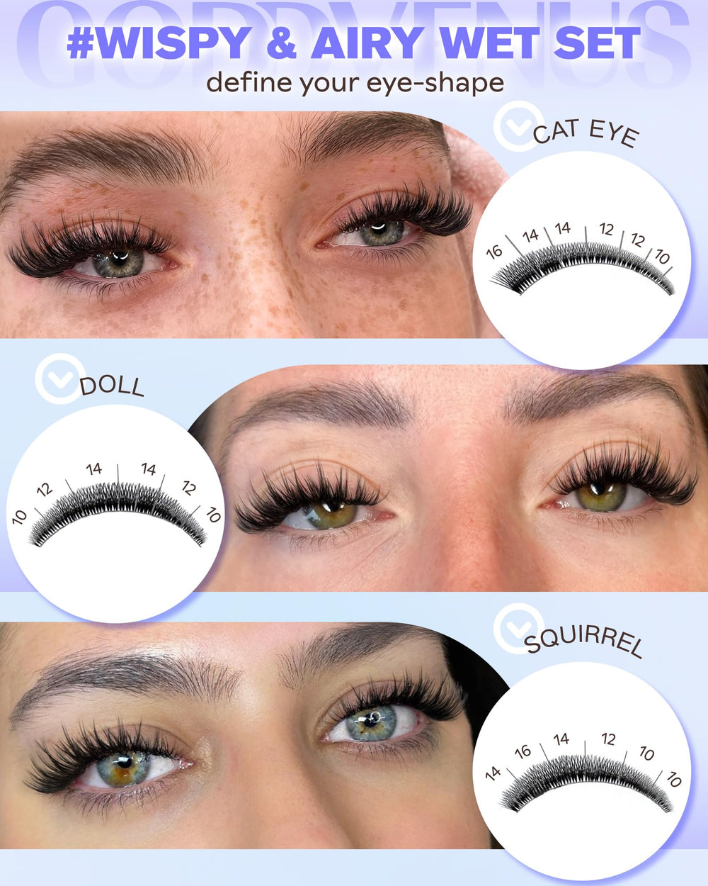 Goddvenus lightweight lashes are comfy for all-day wear.