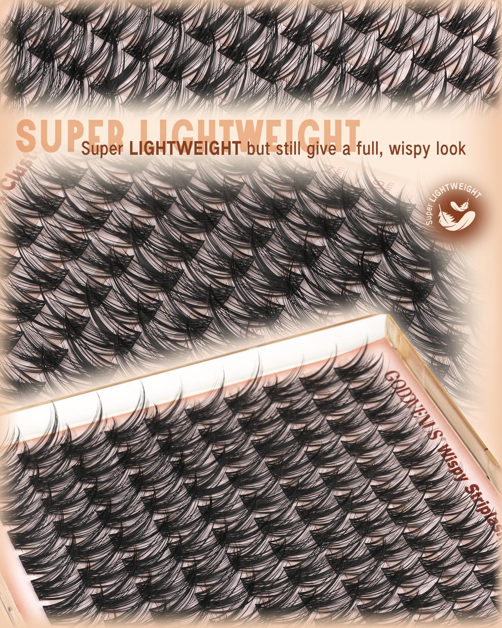 Goddvenus lightweight lash clusters for all-day comfortable wear.