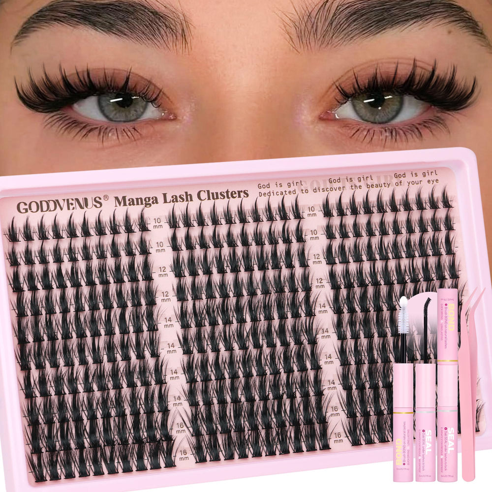 Goddvenus Manga Lash Clusters with precision tweezers for precise, mess-free application.