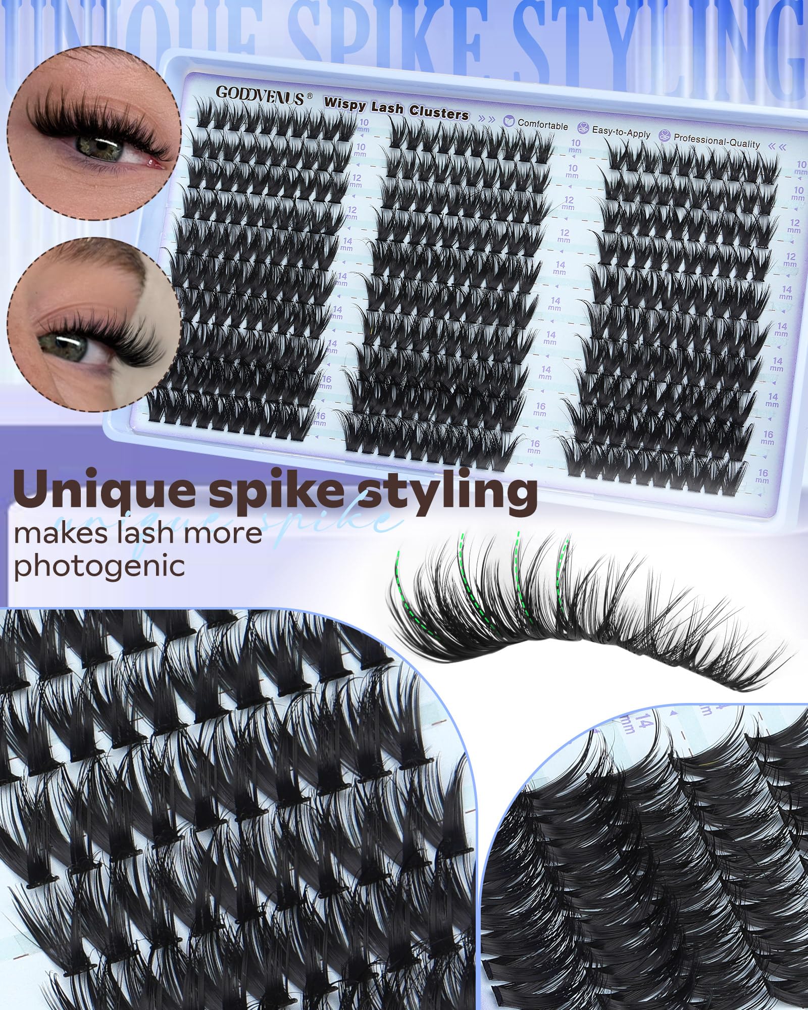 Goddvenus spiky fairy lashes catch light for ultra-photogenic selfies.