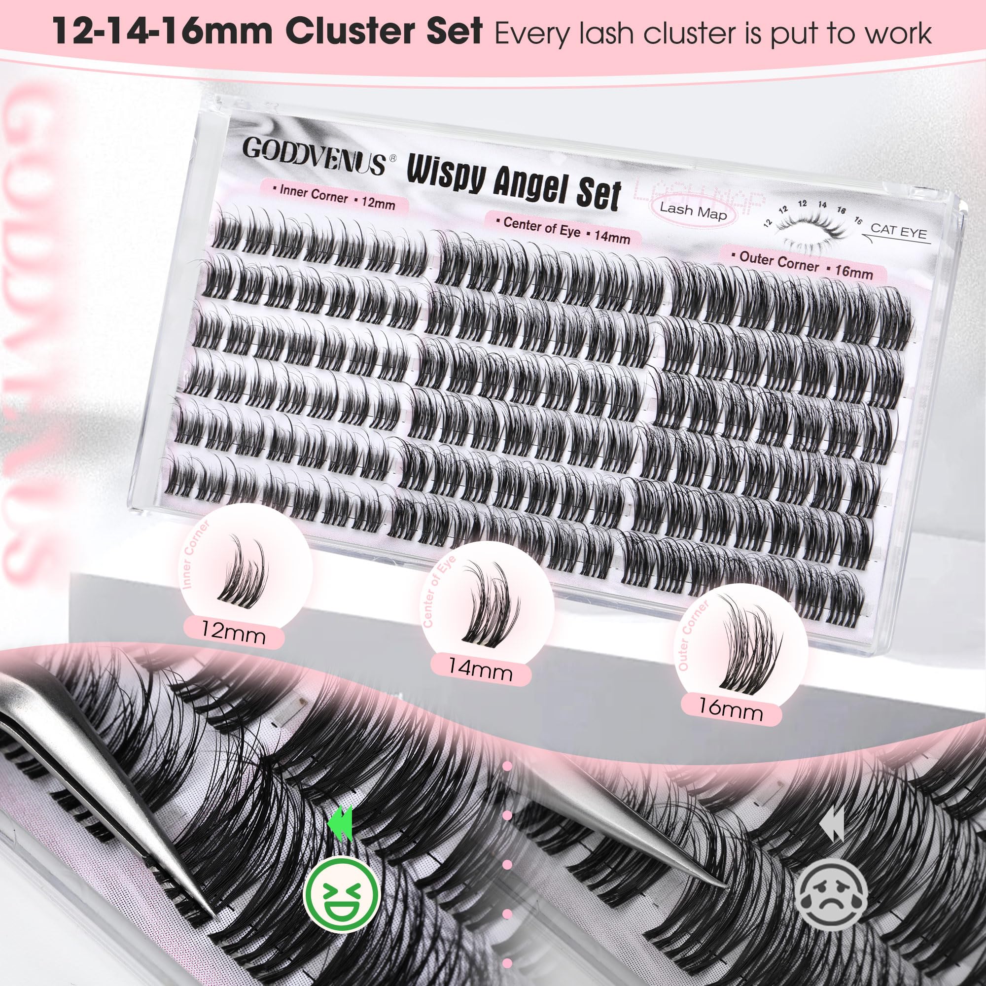 Goddvenus Versatile lash map mix for natural or cat-eye styles