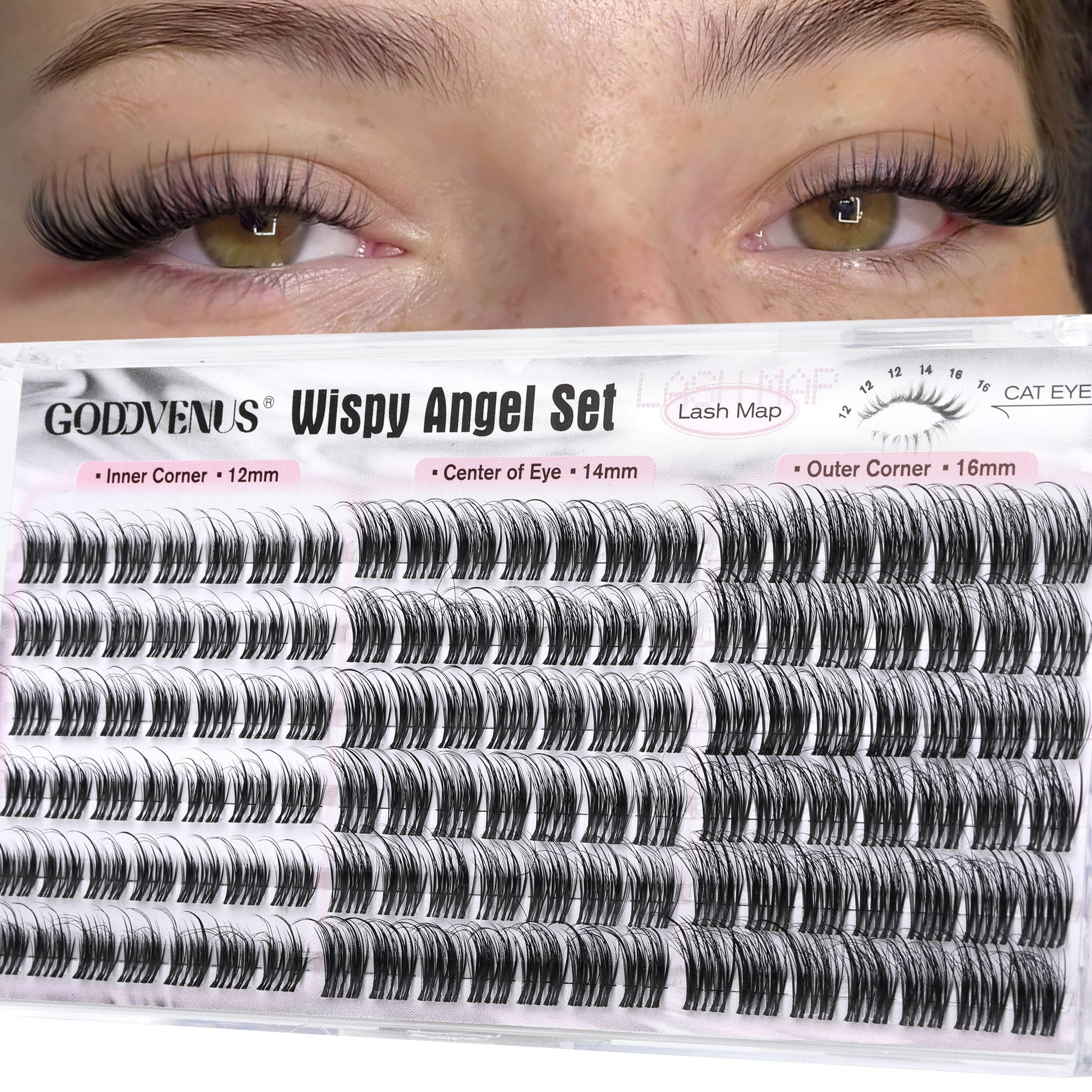 Goddvenus Wispy lash clusters 12mm natural look for subtle everyday lashes