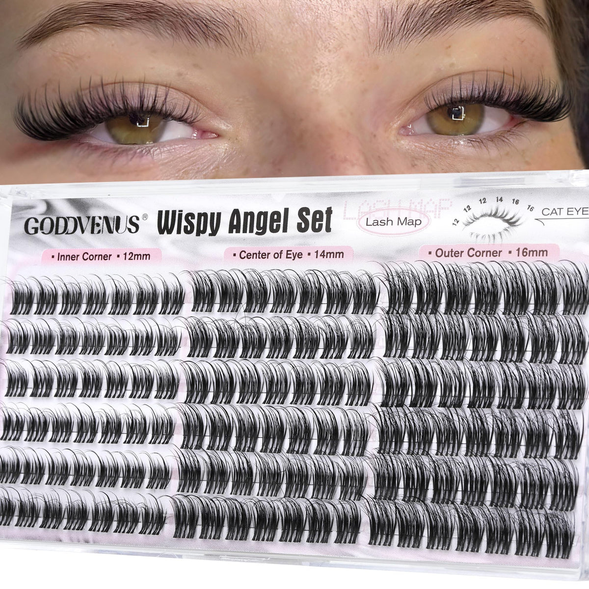 Goddvenus Wispy lash clusters 12mm natural look for subtle everyday lashes