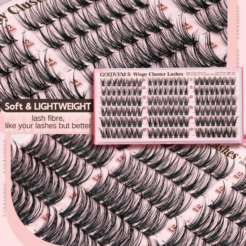 Goddvenus Wispy Lash Clusters 16mm cat-eye look adds lift without heaviness.