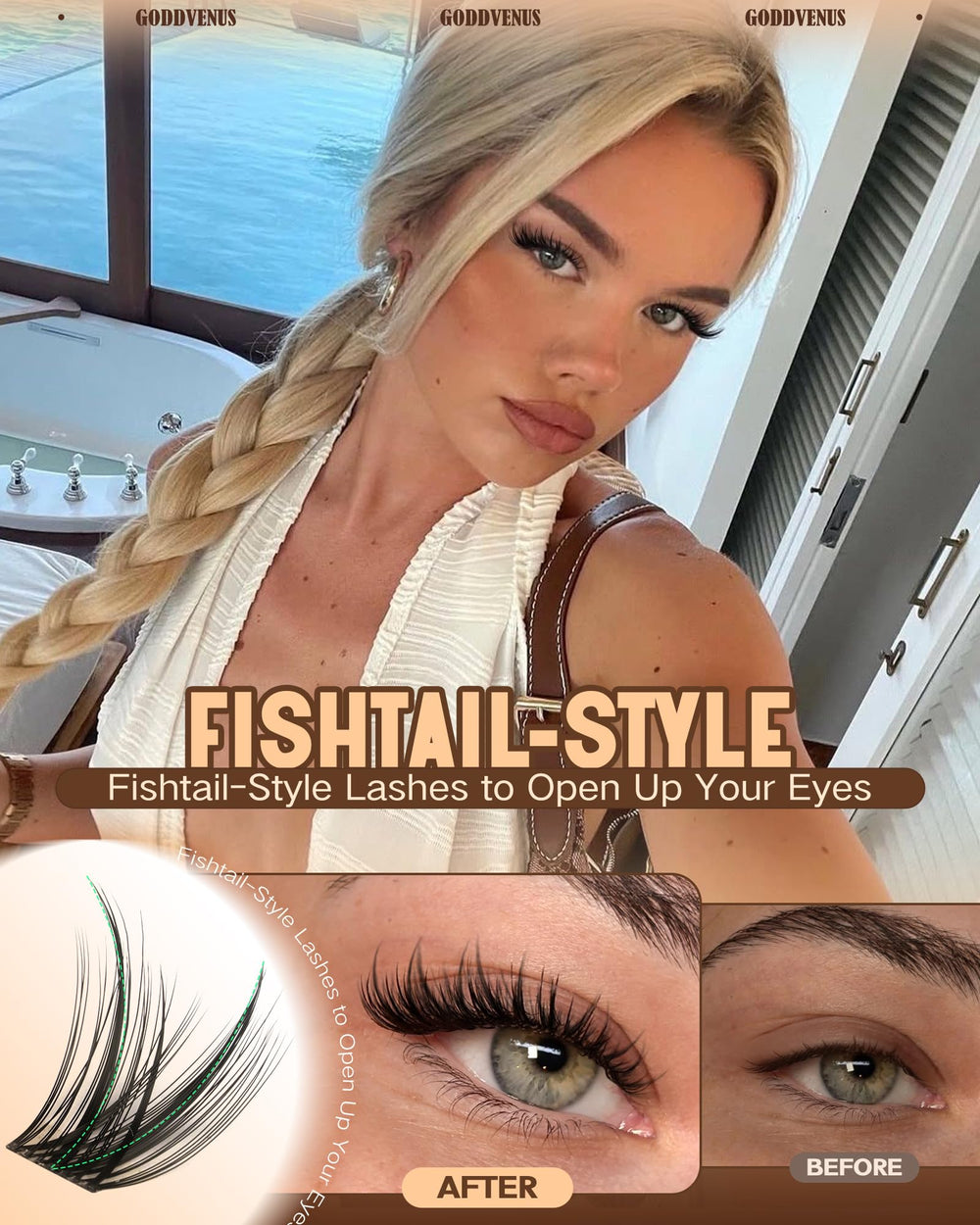 Goddvenus wispy lash clusters 16mm for dramatic length and depth.