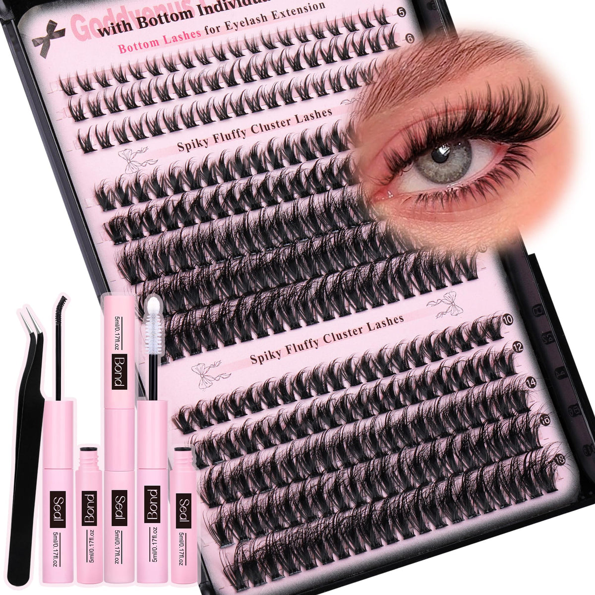 Goddvenus wispy lash clusters kit packaging for easy at-home application