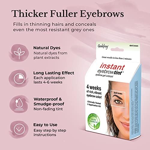 Godefroy brow color in dark brown during step 2 application builds a richer shade.