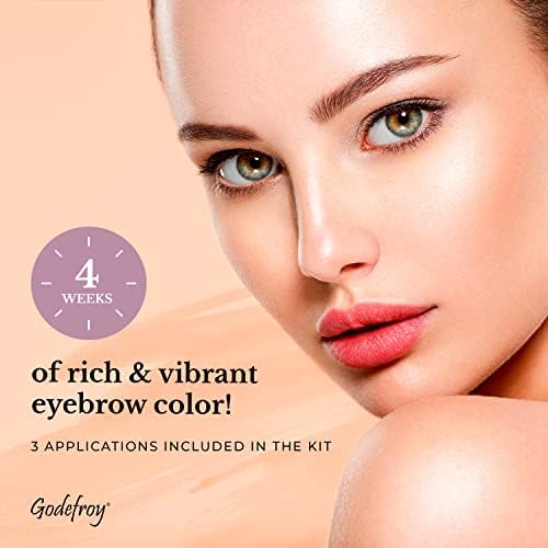 Godefroy brow color dark brown wash-off shown with cleansing options.