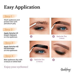 Close-up of Godefroy fast-acting brow color formula in action.