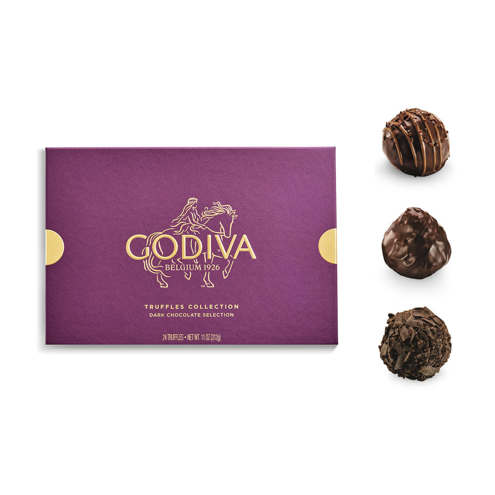 Godiva truffles feature ganache-centered interiors with silky texture.