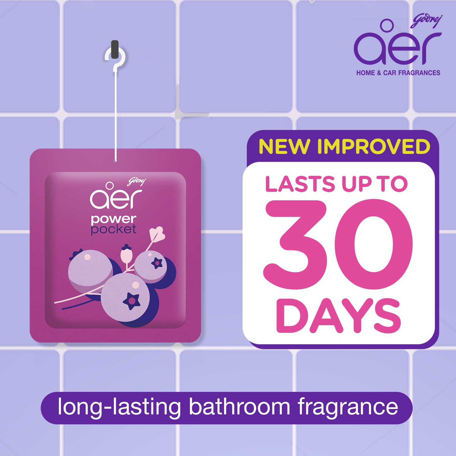 Godrej aer Power Pocket Rose Fresh Blossom delivers gentle fragrance for bathrooms and entryways.