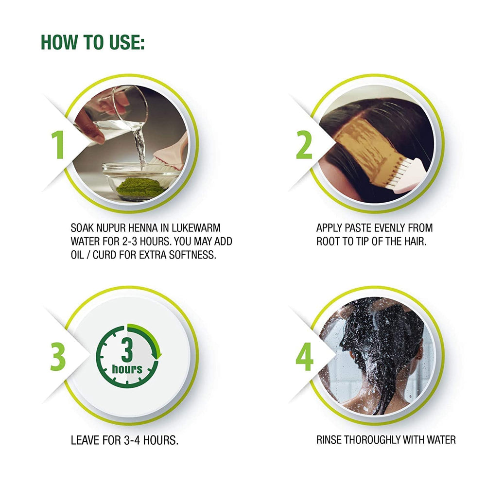 Godrej Nupur Henna application on hands for safe, natural hair-friendly color.