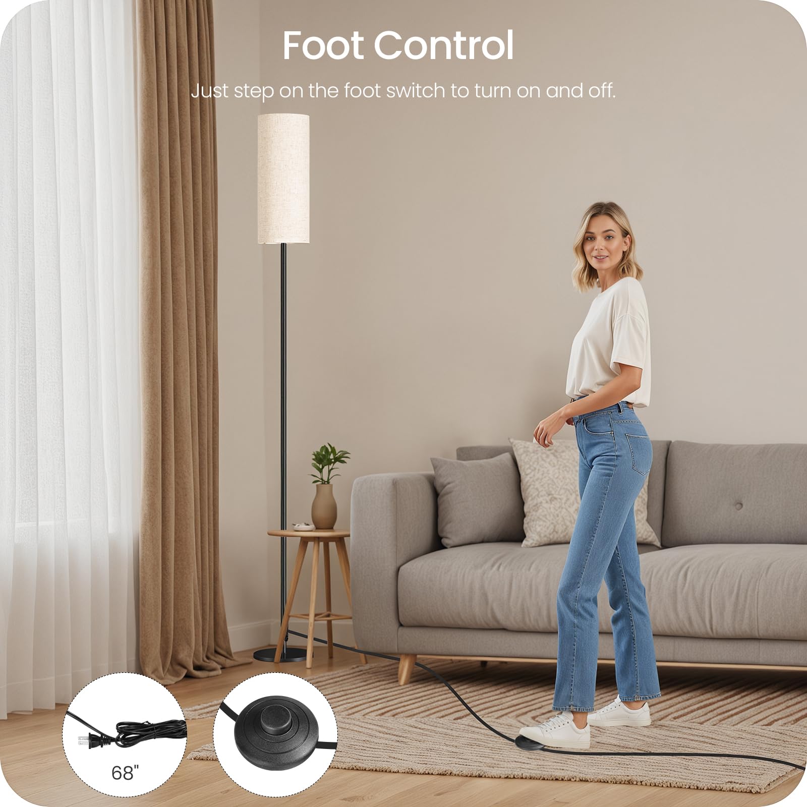 GOEBLESON 10W LED bulb included for energy-efficient brightness