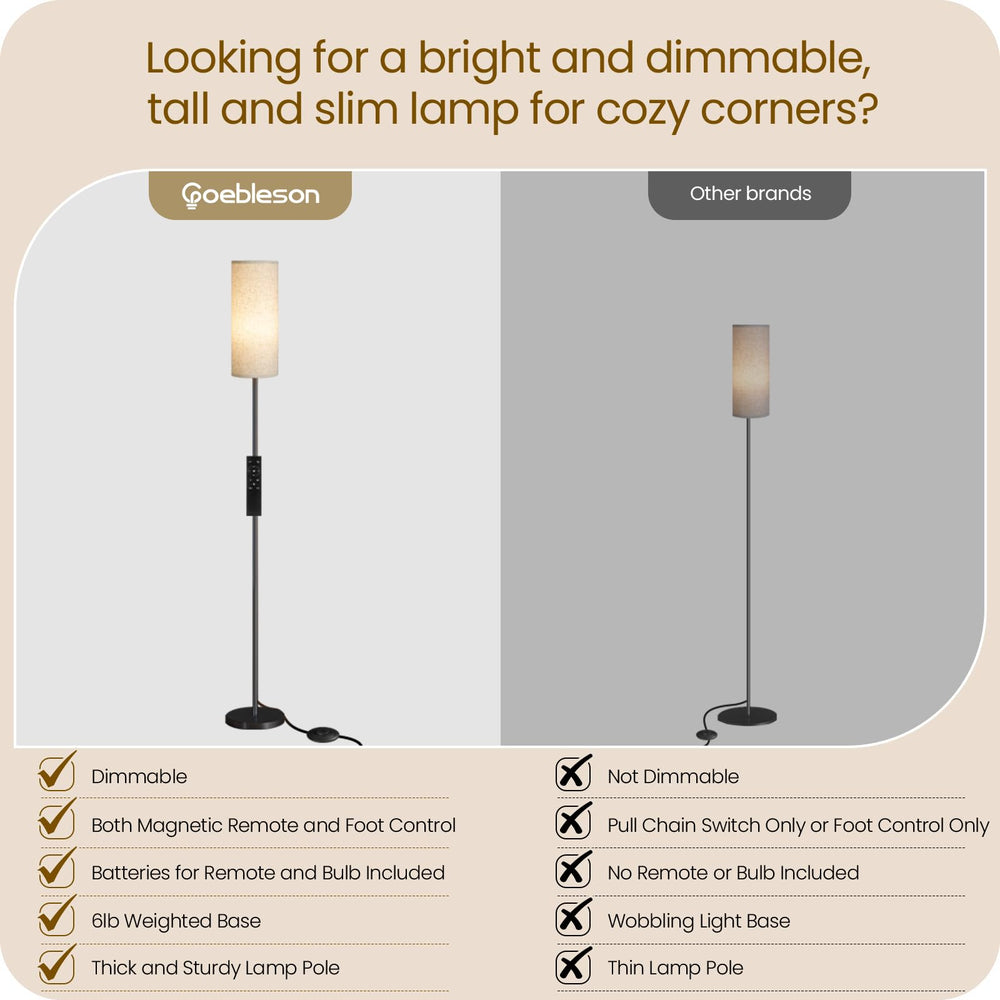 GOEBLESON linen shade beige lamp creates warm, diffuse glow