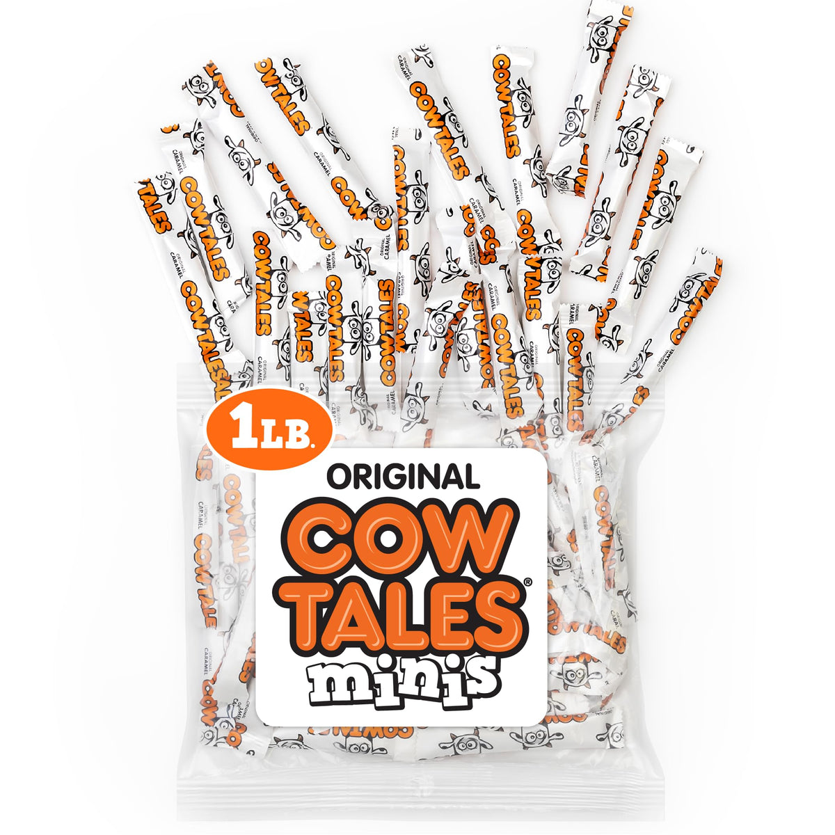 Goetze's Vanilla Cow Tales Minis 1lb bag front view, ideal for sharing.
