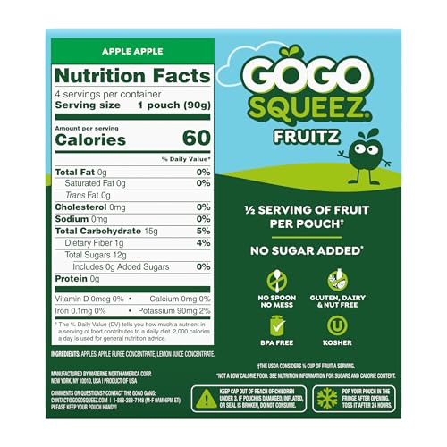 GoGo SqueeZ built-in straw cap enables quick, mess-free snacking.