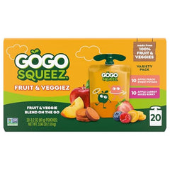 GoGo squeeZ pouch with open cap for mess-free snacking.